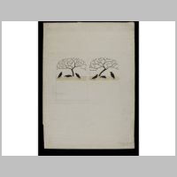 Photo collections.vam.ac.uk, Design for an inlaid paper-case, depicting trees and birds, 1896.jpg